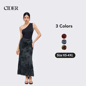 Cider Mid Rise Floral Ruched Maxi Skirt Curve & Plus