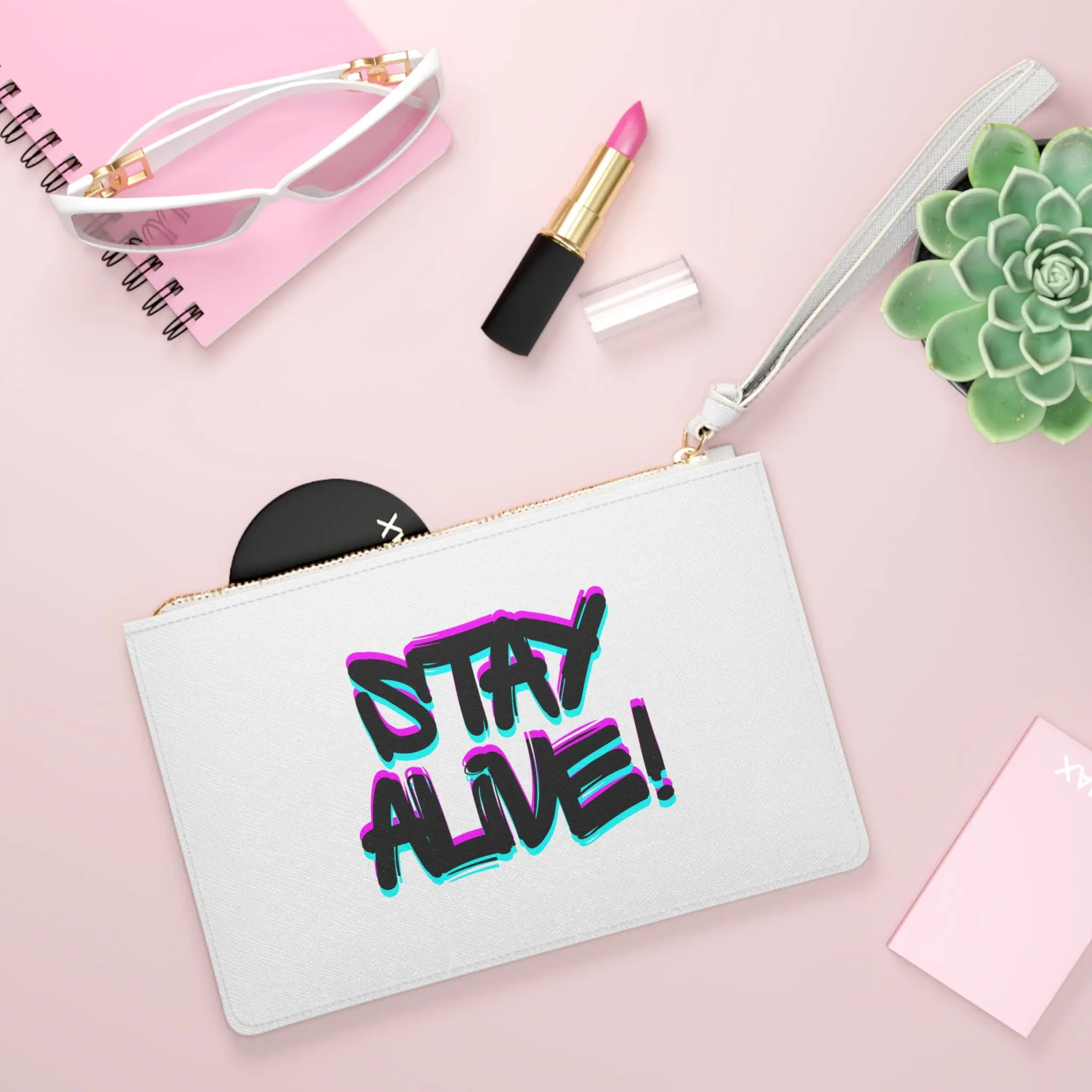 Stay Alive! Graphic Clutch Bag – Radiant Haven