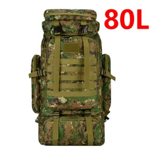 80L Oxford Cloth Outdoor Backpack Camouflage Hiking Tactical Backpack Large Capacity Camping Travel Bag For Men