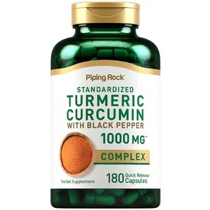Piping Rock Turmeric Curcumin with Black Pepper 1000mg | 180 Capsules | Standardized Extract Complex | Herbal Supplement | Non-GMO, Gluten Free