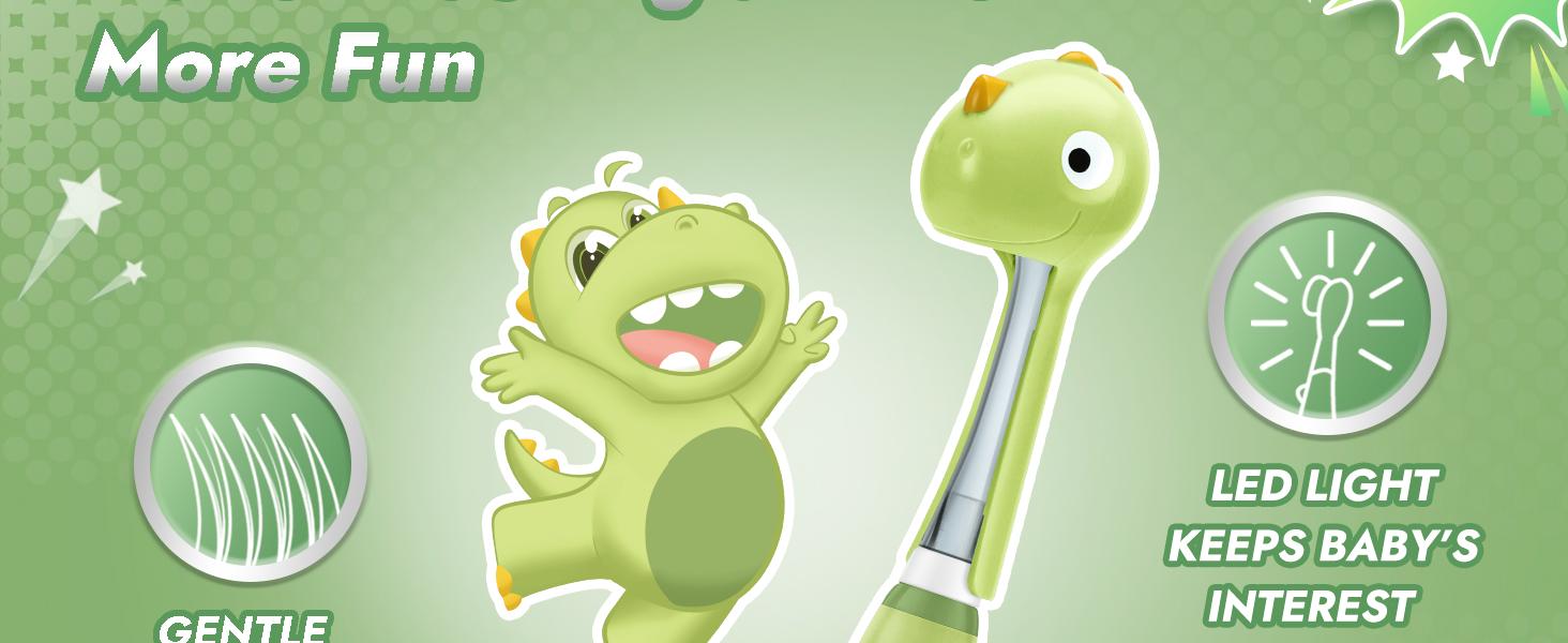 Papablic Max Toddler Sonic Toothbrush 1-3Y with Smart LED Timer Dino Cover 2 Brush Heads Fun Dinosaur Design for Kids, Lightweight Daily Oral Hygiene Tools Papablic Max Toddler Sonic Toothbrush 1-3Y with Smart LED Timer Dino Cover 2 Brush Heads Fun Dinosaur Design for Kids, Lightweight Daily Oral Hygiene Tools