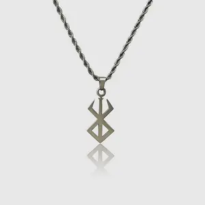 New Berserk Symbol Classic Emblem Pendant Necklace Unique Faith Sign Norse Amulet  20inch Memorial Merch