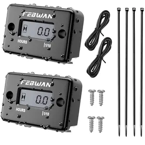 Inductive Hour Meter for Gas Engine Generator Lawn Mower Pressure Washer Marine ATV Boat Outboard Motor Dirt Bike Motorcycle LCD Digital Hour Counter, Waterproof Hr Meters (Black, 2 Pack)
