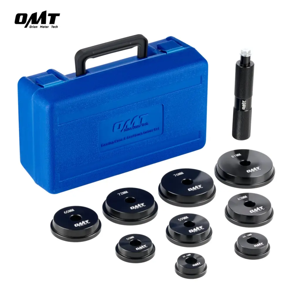 【SpotlightDay】Orion Motor Tech Bearing Press Kit,10pc Bearing Race and Seal Driver Set with Seal Driver and 9 Bearing Adapters,Seal Installer Bearing Driver Kit for Bearing Installation, 39.5-81mm Silver/Black/Multicolor, for Automotive Wheel Hubs