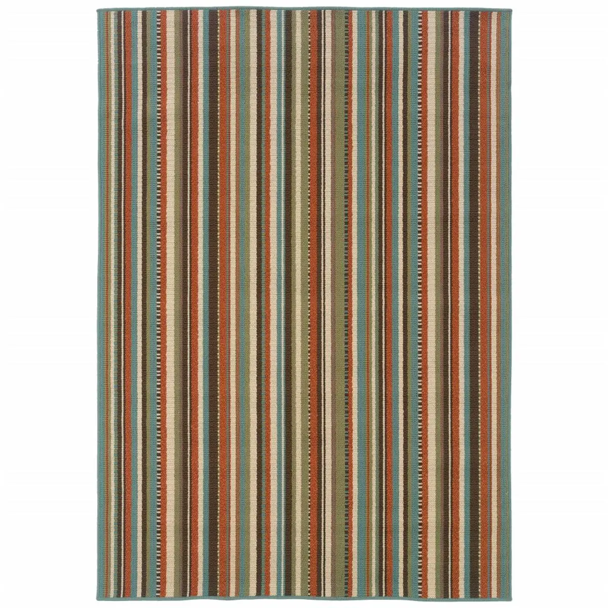 3 x 5 ft. Striped Indoor Outdoor Rectangle Rug, Green & Brown