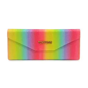 Topfoxx Pride Hard Case - Rainbow Striped Sunglasses Protector with Topfoxx Logo for Sunnies