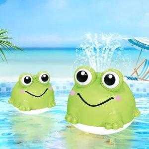 Automatic Induction Spray Frog Light Toy, Rechargeable Rotating Water Spray Ball, Water Activated LED Bath Toy, 9.8cm Sensory Water Play Toy for 1-3 Year Old Toddlers, Perfect Bathroom Pool Summer Interactive Gift