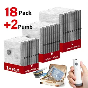 18 Pack Vacuum Storage Bags with 2 pumb, Vacuum Seal Bags for Blankets, Comforters, Clothing & Bedding - Space Saver Compression Bags tiktokshopspringglowup