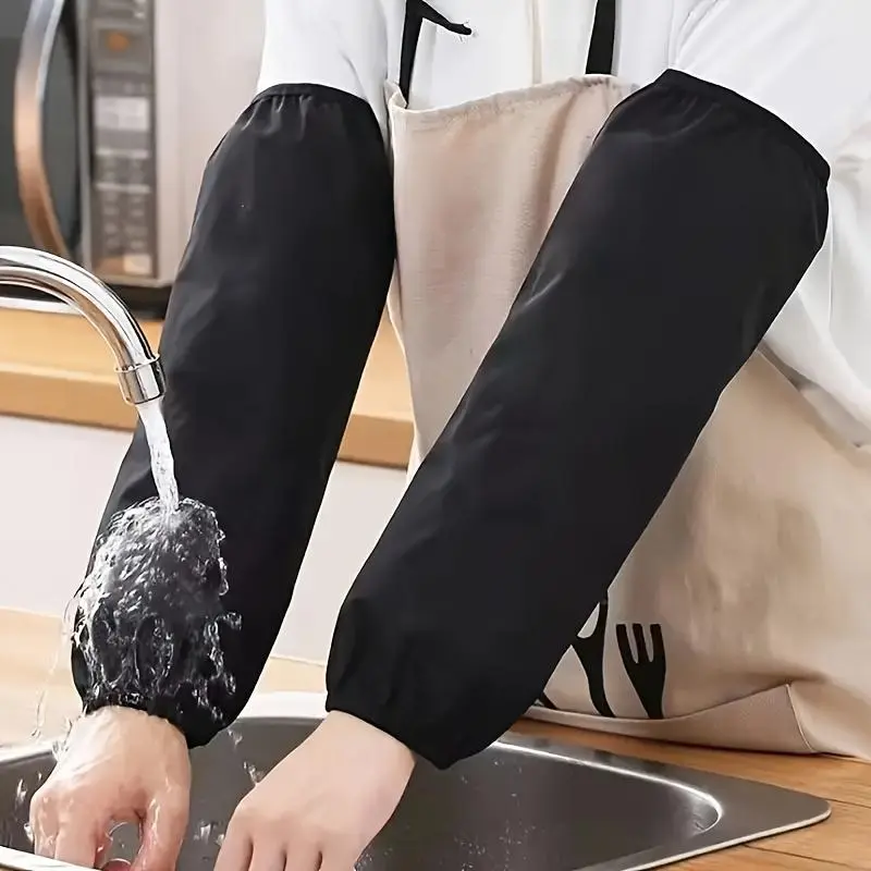 Pair of Waterproof PVC Arm Sleeves for Adults - Oil-Resistant, Durable, Unisex Black Sleeve Protectors for Kitchen, Cleaning, and Art Crafting Activities - For Men & Women - Suitable for Everyday Use - Perfect Gift for Chefs, Cleaners, and Artists