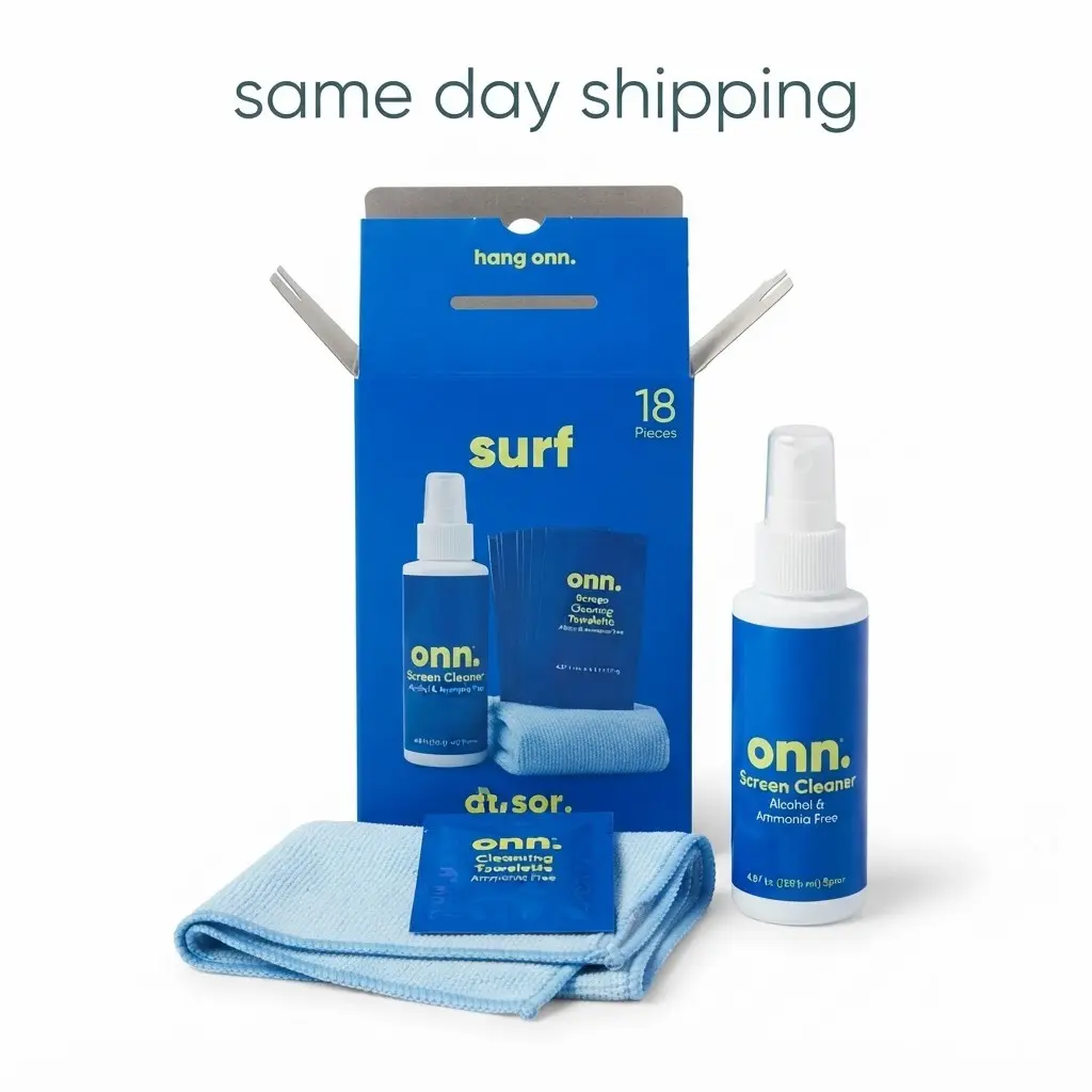 Hang Onn Surf Screen Cleaner Kit - 18 Pieces, Alcoholic & Ammonia-Free, Includes Cleaning Wipes & Spray Bottle, Same Day Shipping