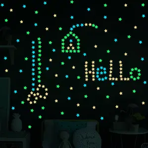100pcs Glow in The Dark Luminous Stars Fluorescent Noctilucent Plastic Stars Wall Stickers Glowing Stars Decals for Home Art Decor Nursery Ceiling Kids Babys Bedroom Room Multicolor