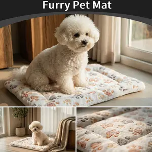 1 PC Washable Dog Bed Mat, Durable Crate Bed for Dogs – Ultra-Soft Pet Mat with Adorable Prints, Cozy Kennel Pad for Crates & Kennels, All-Season Comfort for Dogs & Cats