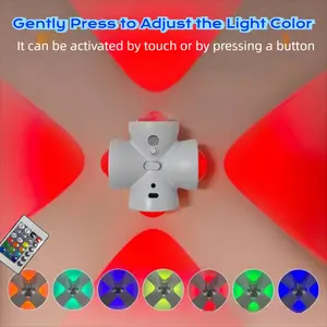 Human Motion Sensing Wall Light, USB Rechargeable RGB Color Changing LED Lamp, Home Indoor Corridor Magnetic Mount Stairway Bedside Nightlight, Adjustable RGB Lighting, Ambient Dimmable Led