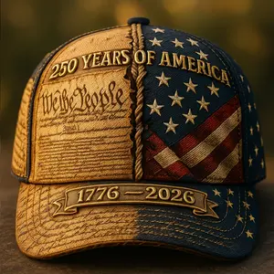 250Th Anniversary American 3D Printed Baseball Cap| 1776-2026 We The People USA Flag 3D Print Vintage Hat, Breathable Lightweight for Outdoor Activities Daily Casual Gift