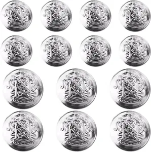 14 Pcs Silver Metal Blazer Button Set,18 Mm and 23Mm No-Sew Removable Vintage Silver Buttons for Blazer,Women and Men'S Jeans Clothing Supplies for Blazer Suits Sport Coat Uniform Jacket EVKILKJS