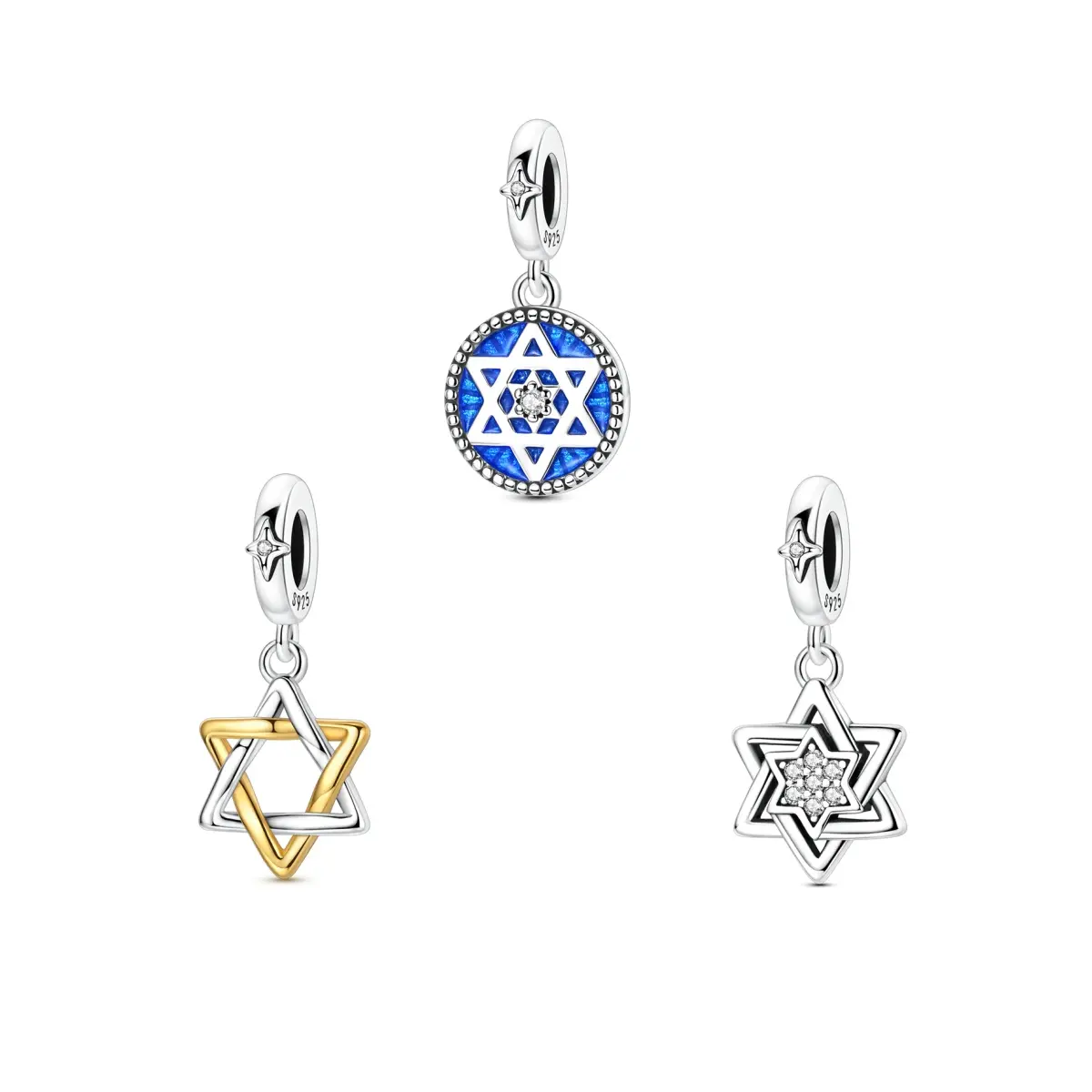 MULA Starlight Charm, made of S925 Silver-plated, inlaid with cubic zirconia and enamel, featuring mysterious galaxy symbol beads, compatible with Pandora bracelets, making it a perfect gift for girls and women., Galaxy Theme, Six-Pointed
