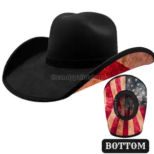 The Patriot Hat - Faux Felt Western Cowboy Hat Collection By Summit Hats - Black Hat with American Flag Bottom