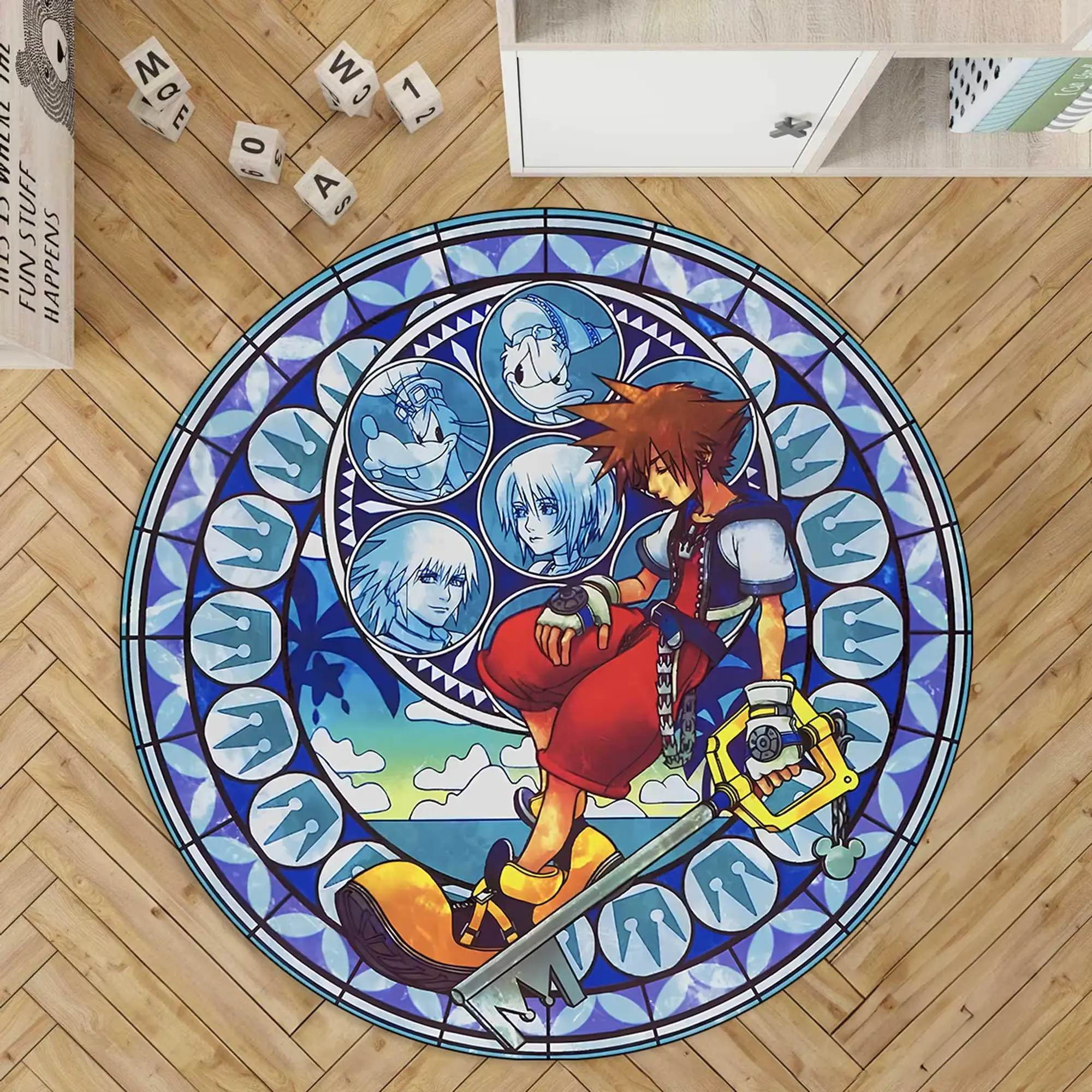 Kingdom Heartt Stained Glass rug, Kingdomm Heartt II, Kingdom Hearts Birth By Sleep Kingdom Hearts Final Mix,  rug