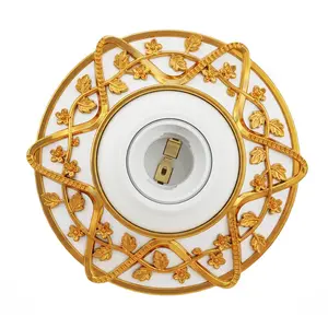 Cilia E27 Lamp Base, 110v/220v Ceiling Mount, Vintage Gold Floral Leaf Decor, European Home Lighting, for Household Office Industrial Use