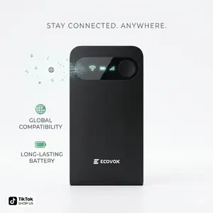 ECOVOX 4G LTE WiFi Mobile Hotspot 2026, No SIM Card Required No Contract, 9 Connected Devices, Multiple Networks, Portable Internet for Campers, Motorhomes and Travels, Free 1GB Local Data user stable easy connection