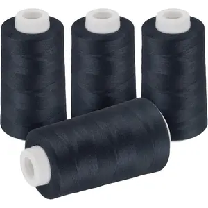 4 Pack Navy Blue Denim Thread 3000 Yards Polyester Sewing Thread for Jeans Serger Overlock Quilting Piecing Sewing Machine