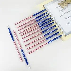 American Flag Pencil Independence Day Pencil British Flag Cartoon Hb Pencil, Kids Stationery, Fun Design Writing Tool for Children