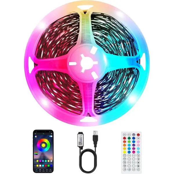 TV LED Strip, 3.28ft Smart RGB LED Lights for 24-32 Inch TVs, Music Sync Bluetooth App & Remote Control, USB-Powered for Gaming, Bedroom, PC, Home Theater