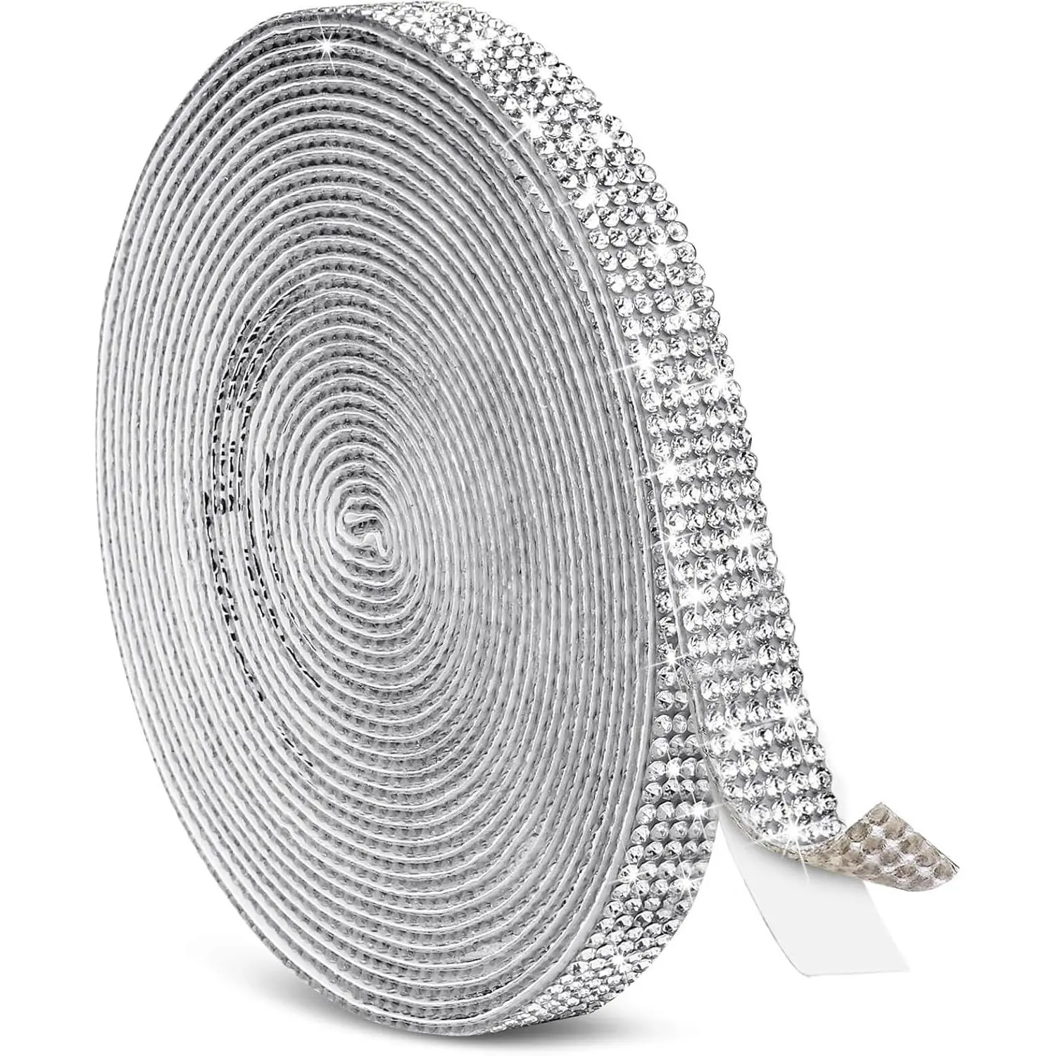 5 Yards Self Adhesive Rhinestone Ribbons, Sliver Rhinestone Strips,   Rhinestone Ribbon Roll Stickers Glitter Bling Ribbons Rhinestone for Crafts Fabric  Shoes Decor