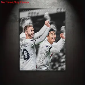 1 piece/set frameless canvas painting print poster, modern illustration style digital art, Son Heung-min and James Maddison, a perfect gift for football culture enthusiasts, ideal gift for bedroom, living room, dorm hallway, kitchen, mural,wall decoration