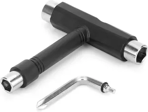 Skate Tools, Multifunctional All-in-One Skateboard Wrench, 2-in-1 Portable T-Type Wrench and Built-in L-Type Cross Head Screwdriver