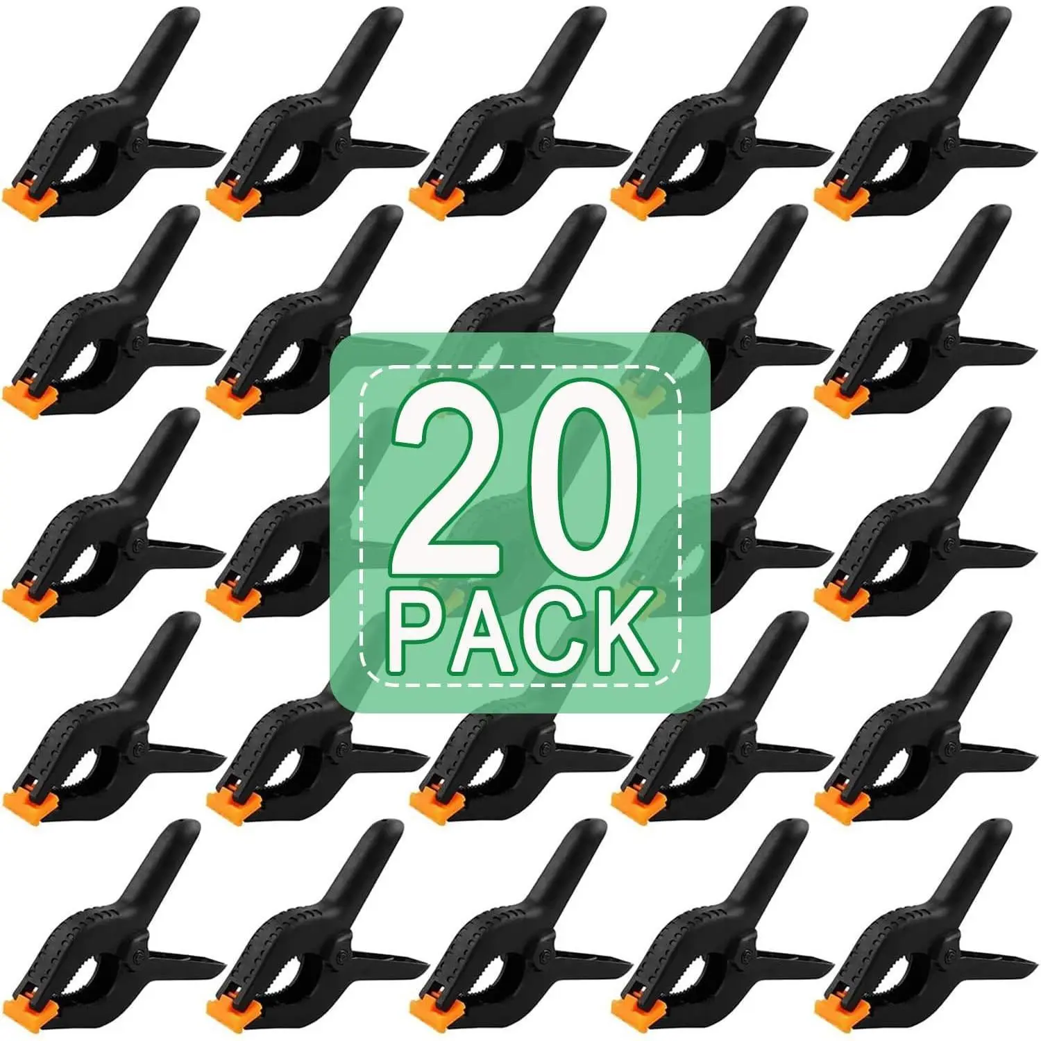 4.5-inch Nylon Heavy Duty Self-Tightening Spring Clamps - 20 PCS Black Durable Clips for Backdrops, Woodworking