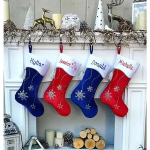 Christmas Stocking Personalized - Happy Santa, Snowman, Cat, Dog, Family XMAS Stockings