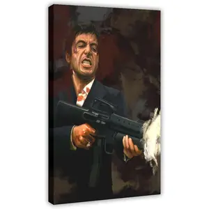 Movie Poster Scarface Canvas Poster Wall Art Decor Print Picture Paintings for Living Room Bedroom Decoration Frame:12x18inch(30x45cm)