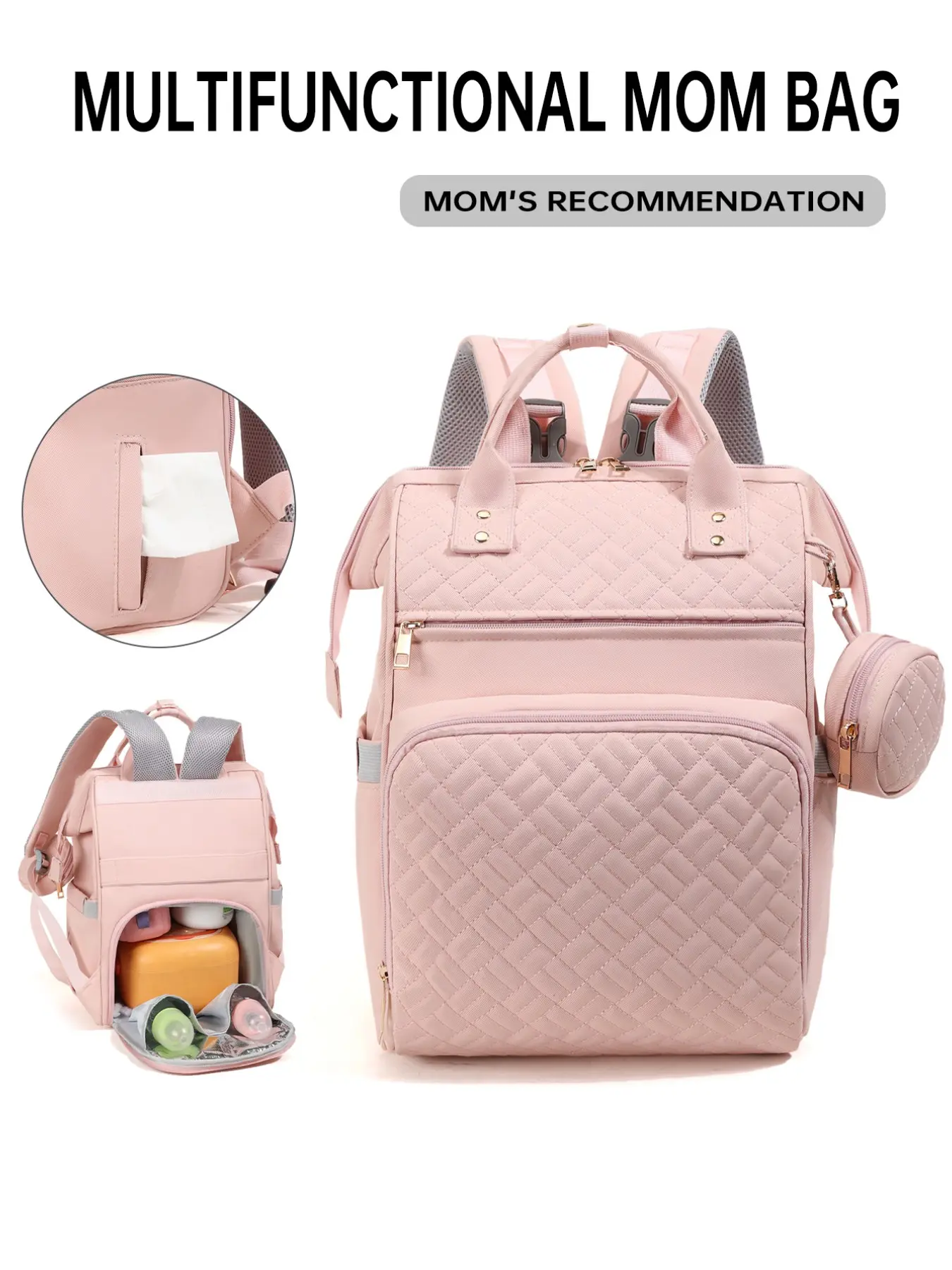 Diaper Bag Backpack, Travel Large Baby Diaper Bag with Changing Pad, Waterproof Baby Bags, Unisex with Pacifier Case, Stroller Straps, Multifunctional Diaper Backpack