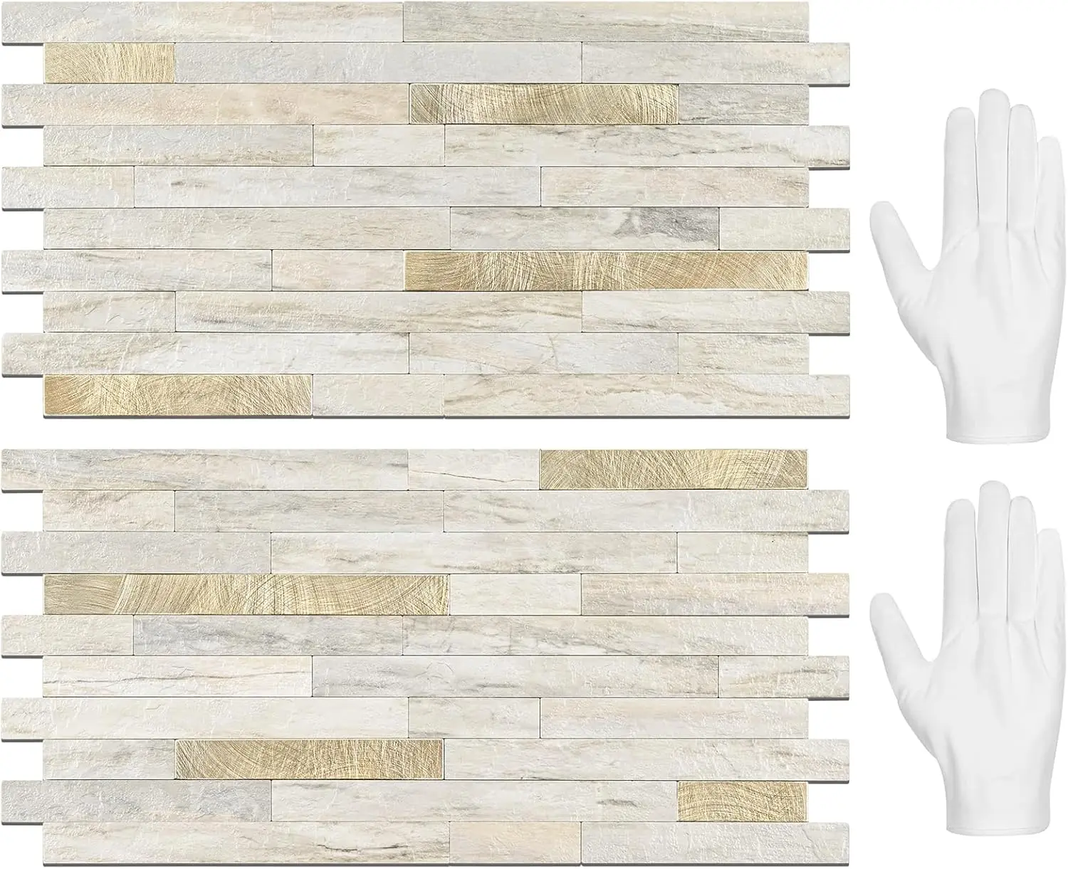 20 Sheets Sunny Beige Synthetic PVC-Mixed Metal Peel and Stick Backsplash Tiles, Self-Adhesive with Enhanced Adhesive Strength, Easy to Maintain, Easily Cut to Size for Kitchen (Behind Stove), Bathroom, Shower