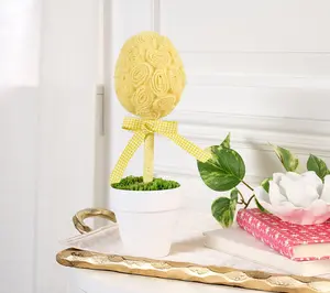 12.5" Rosette Egg Topiary with Ribbon by Valerie