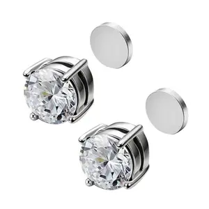 Magnetic Stud Earrings for Men Women Clip on Earring Stainless Steel Magnet Earring Unisex Non Piercing Hoop Diamond Magnetic Earrings for Men Women
