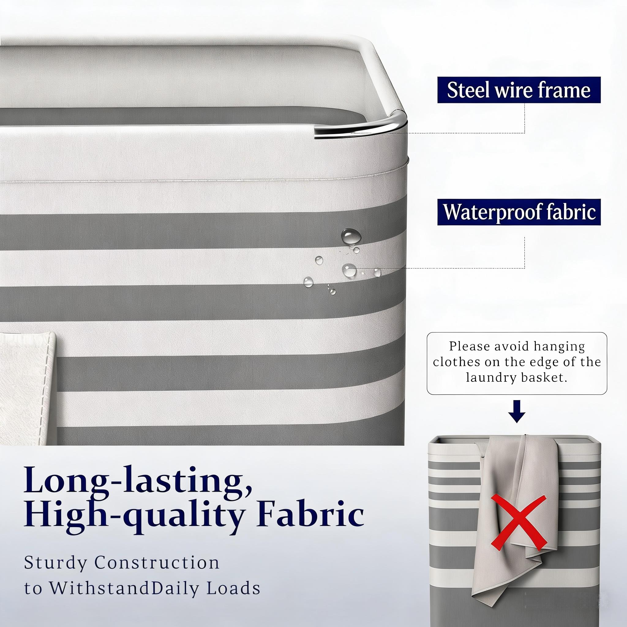 2 Pack Grey Laundry Baskets 75L Large, Collapsible Laundry Hamper Dirty Clothes Hamper Freestanding Waterproof with Reinforced Padded Handles, for Dorm Bedroom Bathroom Apartment Essentials