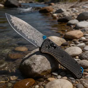Limited Edition Damascus Pocket Knife — Carbon Fiber High-Hardness Handle, Ultra-Strong Blade, Outdoor Hiking Utility Tool, EDC Gear