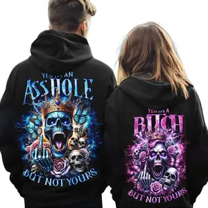 [Made in USA] King Queen Couple Hoodie, Yes I’m A But Not Yours Hooded Sweatshirt, Gift for Her, Gift for Him, Matching Couple shirt Casual Lover, Fleece Hoodie For Men For Women, Cozy Fall Winter Outfit