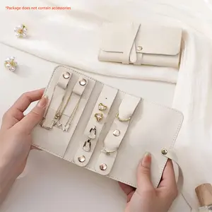 Travel Jewelry Organizer Roll, Portable Velvet Jewelry Storage Roll Earring Organizer Bag, Jewelry Box, Jewelry Pocket for Necklaces, Rings, Earrings  Christmas Gifts New Year's Day