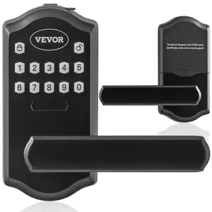 Father's Day Gift VEVOR Keyless Entry Door Lock, Electronic Keypad Entry Lever, Password and Key Unlock Combination Door Lock, Auto-Locking Keypad Door Lock with Deadbolt for Front Door, Matte Black, 5.63 x 2.76 in