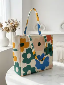 Floral Pattern 2D Printed Perfect Travel Bag, Large Capacity Storage Bag, Durable Multi-Pocket Design, Zipper Closure, Casual Style, All Seasons, Travel Organizer Bag, Travel Essentials Bag