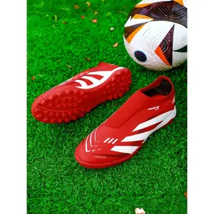 Men's Multi-Nail Football Shoes, Soccer Shoes Without Laces, Sporty PU Leather, Tie Dye Pattern, Strong Grip Rubber Sole, Comfortable Insole