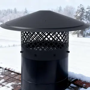 Round Chimney Cap Cone Top, All-Weather Fireplace Chimney Cap, Galvanized Steel Roof Vent Cover, Rain Cap for Wood Stove Pipe & Outdoor Fireplace, Fully Assembled