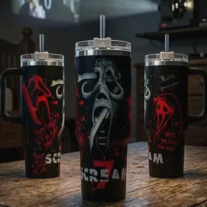 Ghostface Scream 7 Tumbler, Horror Movie Custom Cup, Scary Movie Fan Gift, Horror Aesthetic Stainless Steel Cup