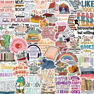 Reading Series Cartoon Sticker, 50/1000pcs Creative Art Student Cartoon Pattern Sticker, Waterproof  Decorative Sticker for Phone Case, Water Bottle, Room, Handbook