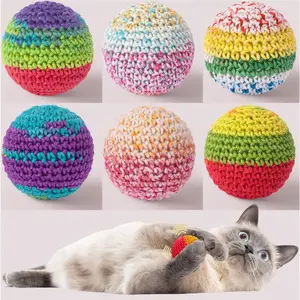 6 Pack Cat Toy Balls With Bells - Yarn Balls For Kittens & Cats, Interactive Chew & Chase Toys. Perfect For Indoor Play, Catnip Infused, Assorted Colors