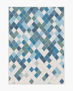 Diamond Mosaic Blue Rug