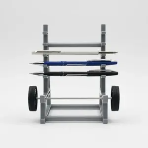 1 Piece Squat Rack Pen Holder for Gym Themed Desktop Storage, Barbell Style Pen Stand, Unique Fitness Decor for Weightlifting Enthusiasts, Stationary Organizer Holder